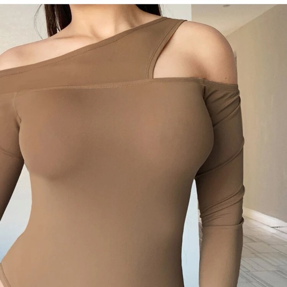 Shein Asymmetrical Brown Bodysuit - Picture 5 of 7
